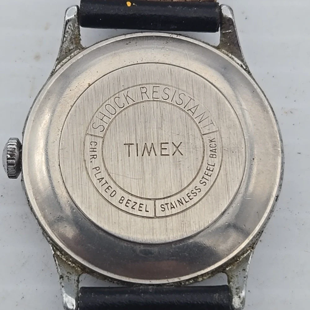 Vintage Timex Men Mechanical Watch Silver Tone White Dial For Parts Repair